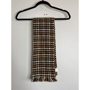 Steve Madden Plaid Fringe Scarf Fall Winter Cozy Brown Black Tan Check Wrap